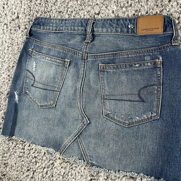 American Eagle Festival Mini Skirt Button Fly  Distressed Denim Women's Size 2 - Picture 9 of 12